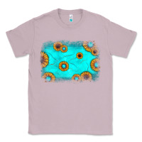 Lilac turquoise gemstone sunflower background Classic Tee - JahusDesignShop