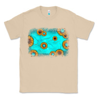 Mushroom turquoise gemstone sunflower background Classic Tee - JahusDesignShop
