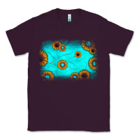 Plum turquoise gemstone sunflower background Classic Tee - JahusDesignShop