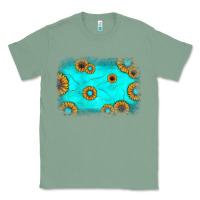Sage turquoise gemstone sunflower background Classic Tee - JahusDesignShop