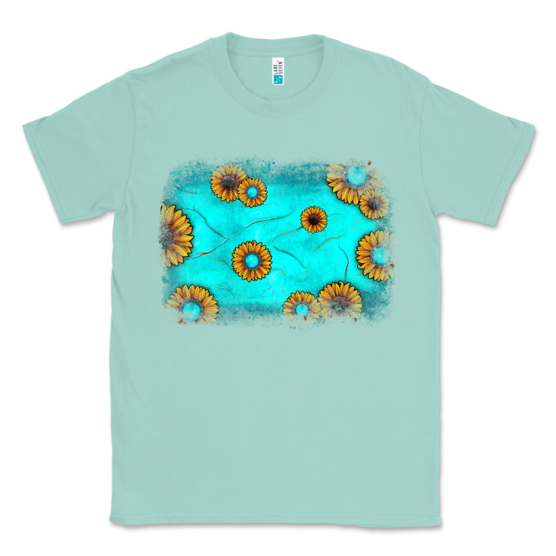 Turquoise Gemstone Sunflower Background Classic Tee by JahusDesignShop | Teevron