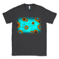 Smoke turquoise gemstone sunflower background Classic Tee - JahusDesignShop