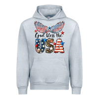 Heather Grey Western God Bless The USA 4th of July Urban Hoodie - LillyAllenDesigns
