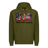 Army Green Peace love fireworks 4th of july Premium Hoodie - CowGirlArtShop