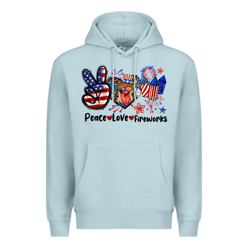 Peace Love Fireworks 4th Of July Premium Hoodie by CowGirlArtShop | Teevron