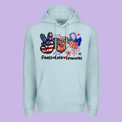 Peace Love Fireworks 4th Of July Premium Hoodie Designed By Cowgirlartshop