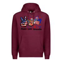 Burgundy Peace love fireworks 4th of july Premium Hoodie - CowGirlArtShop