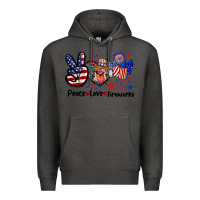 Charcoal Heather Peace love fireworks 4th of july Premium Hoodie - CowGirlArtShop