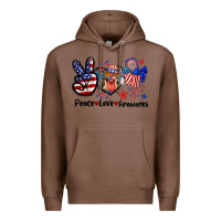 Chestnut Peace love fireworks 4th of july Premium Hoodie - CowGirlArtShop