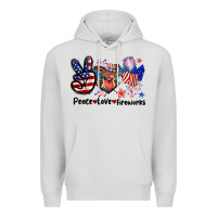 Dove Grey Peace love fireworks 4th of july Premium Hoodie - CowGirlArtShop