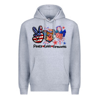 Heather Grey Peace love fireworks 4th of july Premium Hoodie - CowGirlArtShop