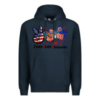 Navy Peace love fireworks 4th of july Premium Hoodie - CowGirlArtShop
