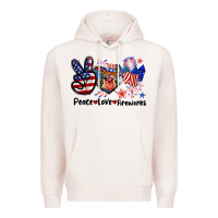 Pale Pink Peace love fireworks 4th of july Premium Hoodie - CowGirlArtShop
