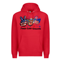 Red Peace love fireworks 4th of july Premium Hoodie - CowGirlArtShop