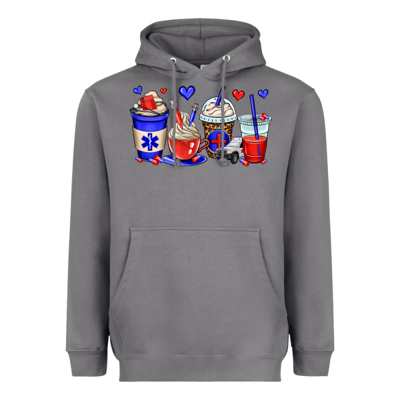 Emt Emergency Medical Technician Coffee Cups Heavyweight Hoodie by OliviaCreatesArt | Teevron