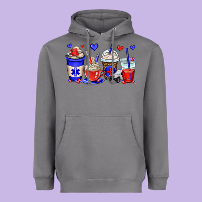 Emt Emergency Medical Technician Coffee Cups Heavyweight Hoodie Designed By Oliviacreatesart