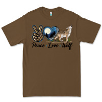 Cacao Peace Love Wolf Premium Tee - LillyAllenDesigns