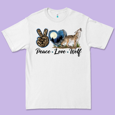 Peace Love Wolf Premium Tee Designed By Lillyallendesigns