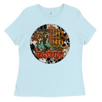 Baby Blue Christmas Cowboy Boots Ladies Tee - RanaPortraitStore