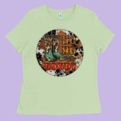 Christmas Cowboy Boots Ladies Tee Designed By Ranaportraitstore