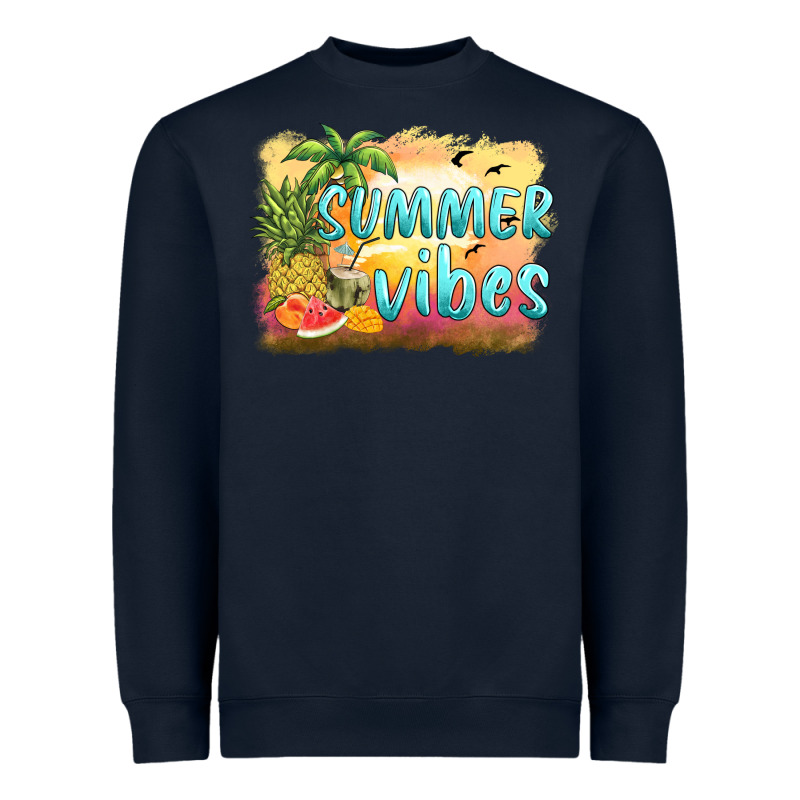 Summer Vibes Sunset And Fruits Heavyweight Sweatshirt by BarkalooDesign | Teevron