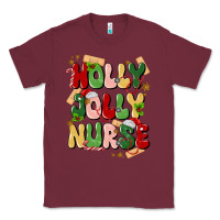 Burgundy holly jolly nurse Classic Tee - MaliasSmallBusiness