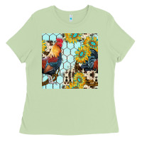 Matcha western rooster seamless pattern Ladies Tee - BundleAndBundleShop