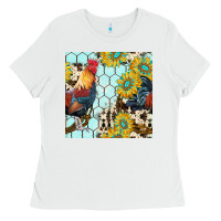 White western rooster seamless pattern Ladies Tee - BundleAndBundleShop