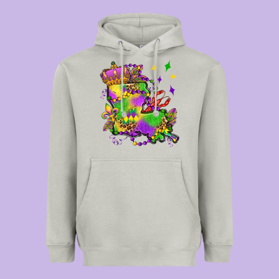 Louisiana Map Mardi Gras Olivia Heavyweight Hoodie Designed By Oliviacreatesart