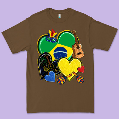 Brazil Hearts Premium Tee Designed By Nancycooperartshop