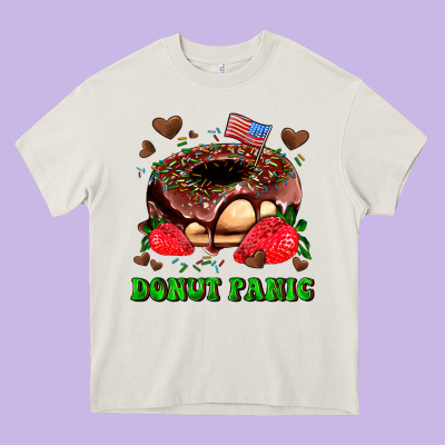 Donut Panic Heavy Core Tee Designed By Adodesignshop