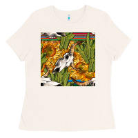 Bone western bull skull seamless pattern Ladies Tee - BundleAndBundleShop