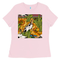 Bubblegum Pink western bull skull seamless pattern Ladies Tee - BundleAndBundleShop