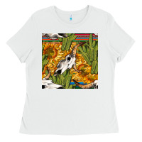 White western bull skull seamless pattern Ladies Tee - BundleAndBundleShop