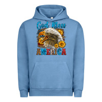 Pigment Pebble Blue God Bless America Urban Hoodie - LillyAllenDesigns