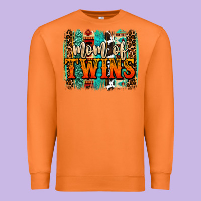 Mom Of Twins Western Brushstroke Premium Sweatshirt Designed By Oliviacreatesart