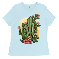 Baby Blue cactus Ladies Tee - JahusDesignShop