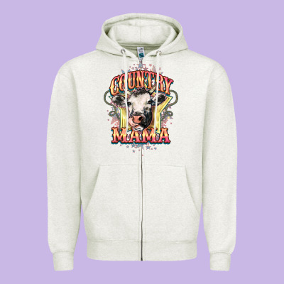 Country Mama Zipper Hoodie Designed By Howdyjamesfarm