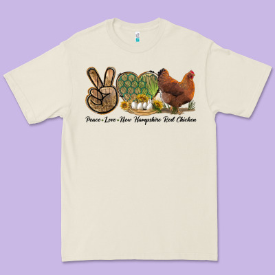 Peace Love New Hampshire Red Chicken Premium Tee Designed By Lillyallendesigns