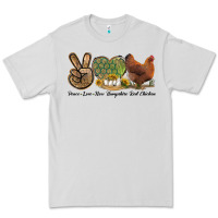 Dove Grey Peace Love New Hampshire Red Chicken Premium Tee - LillyAllenDesigns