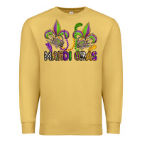 Antique Gold mardi gras skeleton hands  fleur de lis Premium Sweatshirt - OliviaCreatesArt