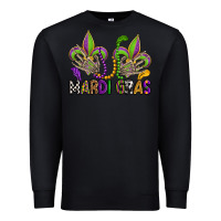 Black mardi gras skeleton hands  fleur de lis Premium Sweatshirt - OliviaCreatesArt