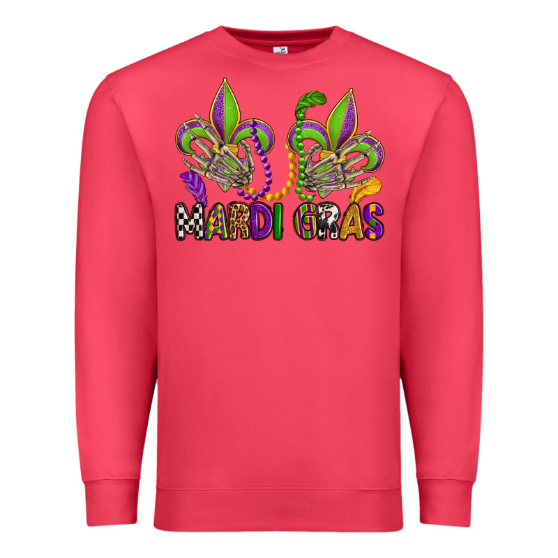 Mardi Gras Skeleton Hands  Fleur De Lis Premium Sweatshirt by OliviaCreatesArt | Teevron