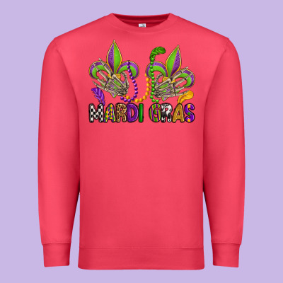 Mardi Gras Skeleton Hands  Fleur De Lis Premium Sweatshirt Designed By Oliviacreatesart
