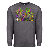 Charcoal Heather mardi gras skeleton hands  fleur de lis Premium Sweatshirt - OliviaCreatesArt