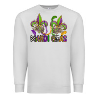 Dove Grey mardi gras skeleton hands  fleur de lis Premium Sweatshirt - OliviaCreatesArt