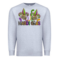 Heather Grey mardi gras skeleton hands  fleur de lis Premium Sweatshirt - OliviaCreatesArt