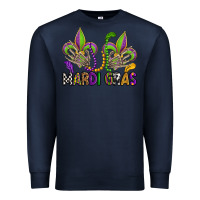 Navy mardi gras skeleton hands  fleur de lis Premium Sweatshirt - OliviaCreatesArt