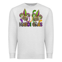 Oatmeal Heather mardi gras skeleton hands  fleur de lis Premium Sweatshirt - OliviaCreatesArt