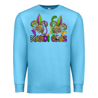Ocean Blue mardi gras skeleton hands  fleur de lis Premium Sweatshirt - OliviaCreatesArt